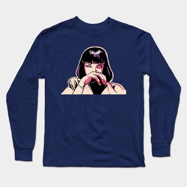 Mia Wallace Pulp Fiction Painting Long Sleeve T-Shirt by NibsonMother